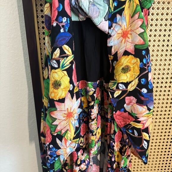 NWT‎ Desigual Multicolor Off-Shoulder Tiered Floral Hi-Lo Dress Size L - Picture 8 of 12